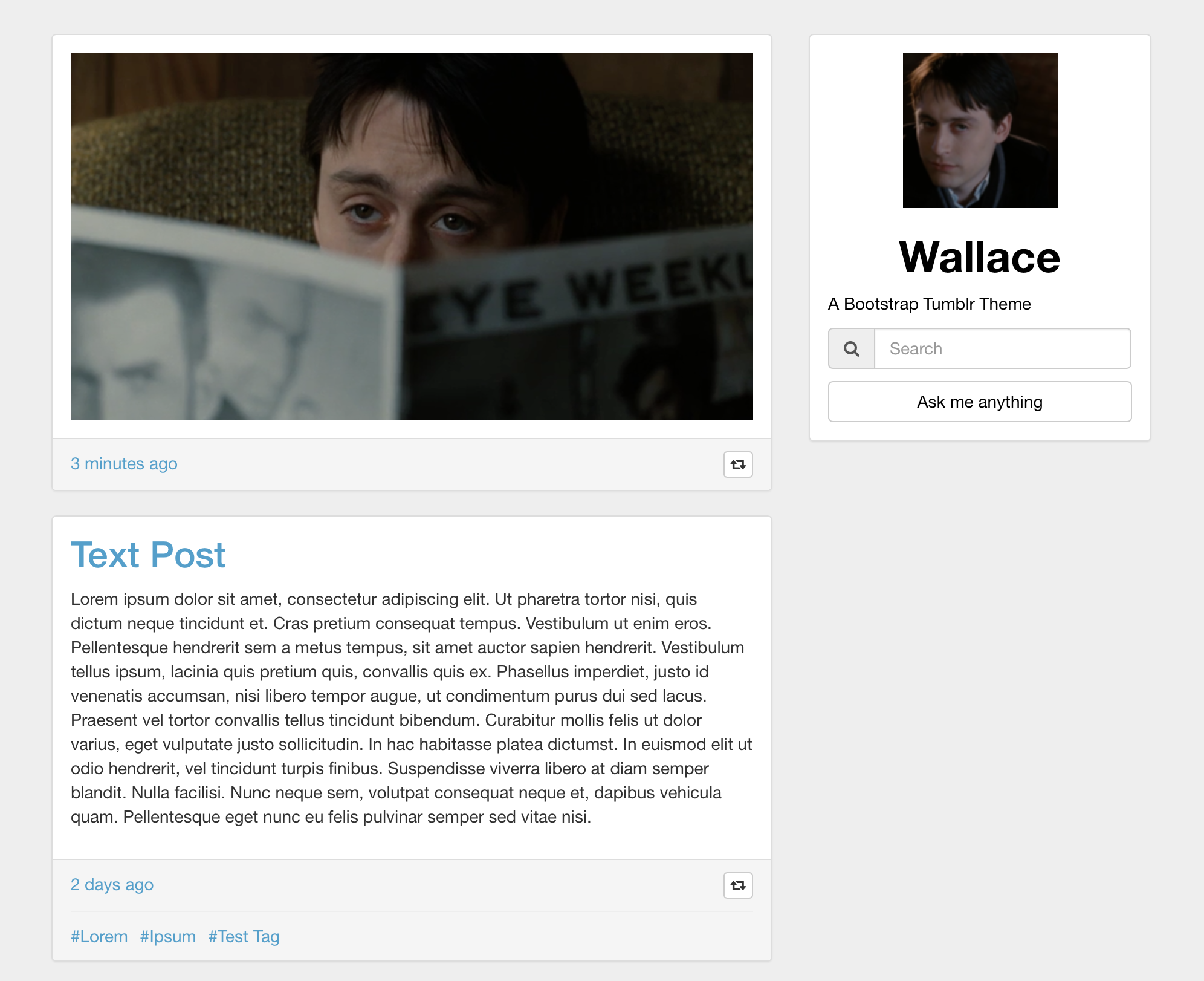 Tumblr Theme: Wallace, A Bootstrap Theme